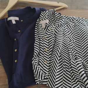 Navy Blue Banana Republic silk shell